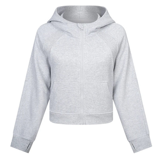 Women's Oversized Cropped Fleece Hoodie | Cozy Winter Warm Hooded Sweatshirt