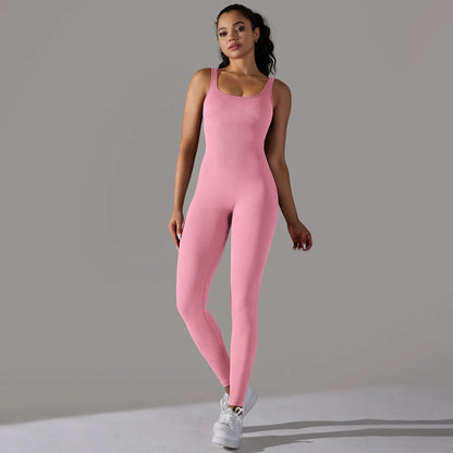 Women’s Square‑Neck Fitness Bodysuit – One‑Piece Workout Yoga Jumpsuit for Gym & Sports
