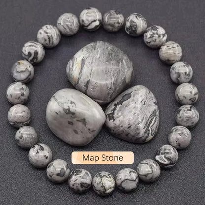 8mm Natural Stone Beaded Bracelet | Fashion Crystal Elastic Stretch Jewelry Gift Nia