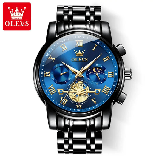 OLEVS 2859 Men's Chronograph Watch – Fashion Business Stainless Steel Quartz Wristwatch, Waterproof and Stylish