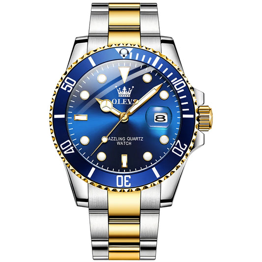 OLEVS 5885 Diamond Watch for Men – Fashionable Business Quartz Wristwatch with Steel Band, Waterproof, Luminous, and Sport Design