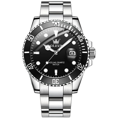 OLEVS 5885 Diamond Watch for Men – Fashionable Business Quartz Wristwatch with Steel Band, Waterproof, Luminous, and Sport Design