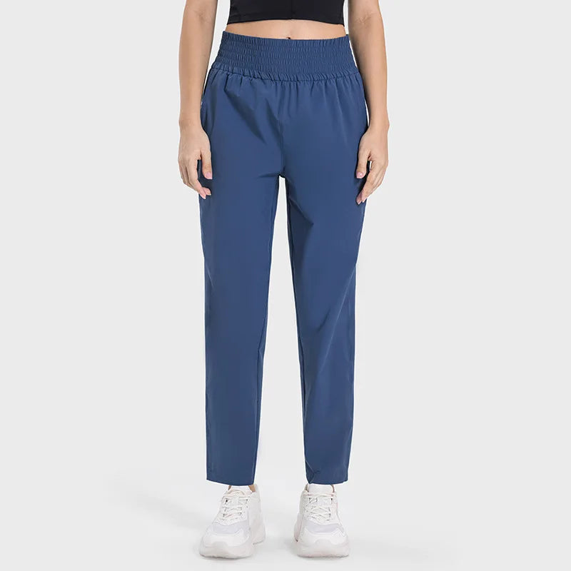 Women Quick-Dry Gym Jogger Pants With Pocket Fitness Running Wear Breathable Solid Pattern Adult Size
