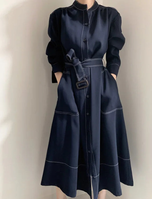 Spring & Autumn Korean Elegant A-Line Dress | Women's Loose Long Sleeve Temperament Dress Bianca