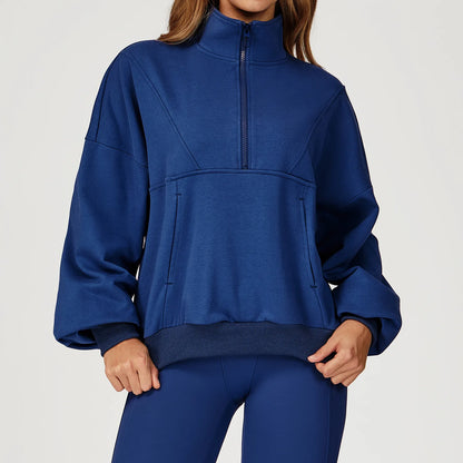Women's Half-Zip Stand Collar Sweatshirt – Soft, Skin-Friendly, Windproof Yoga & Gym Top for Outdoor Wear Krizette