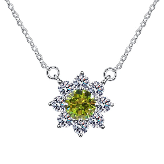 Luxury Jewelry: Sunflower 1CT Blue VVS1 Moissanite Pendant Necklace in S925 Sterling Silver – GRA Certified Women’s Gift