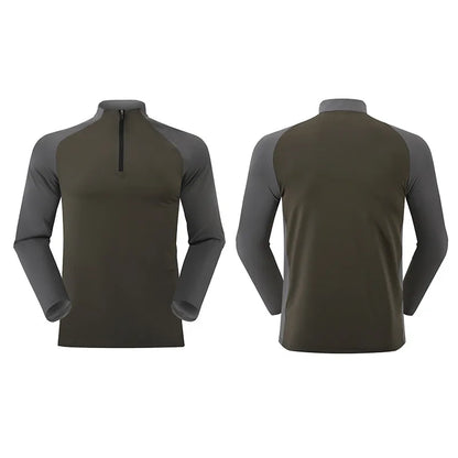 Men’s Plus‑Size Half‑Zip Thermal Sports Shirt – Windproof Quick‑Dry Long‑Sleeve Top for Autumn & Winter