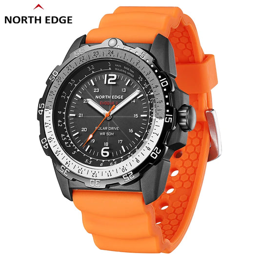 North Edge Evoque 2 Solar-Powered Waterproof Watch – Luminous Men’s Watch with Speed Measurement