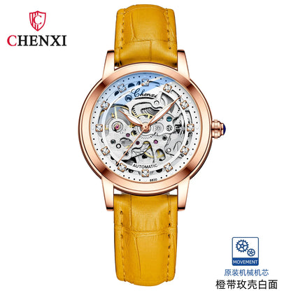CHENXI 8830 Women’s Luxury Automatic Mechanical Watch – Skeleton Tourbillon, Luminous, Waterproof