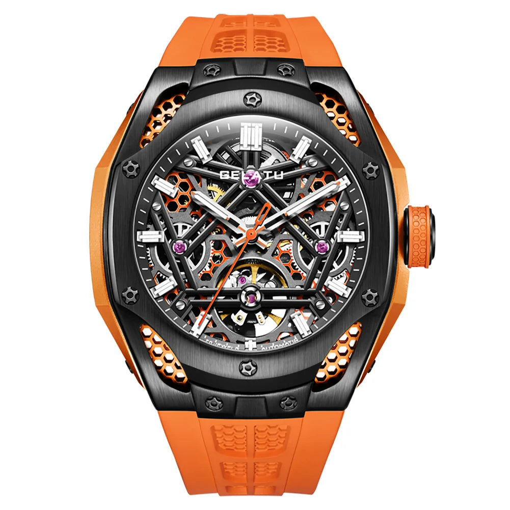 GELATU 6008 Skeleton Tourbillon Automatic Watch – Stainless Steel Mechanical Timepiece Stanis
