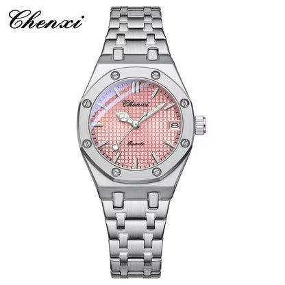 CHENXI 648 Women's Luxury Bracelet Watch – Waterproof Stainless Steel Quartz Wristwatch with Luminous Dial & Date | Perfect Ladies' Gift