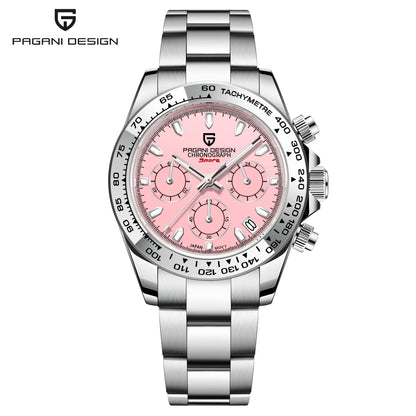 PAGANI Design 1727 – Women's Multifunction Quartz Chronograph Watch, 316L Stainless Steel, 100M Waterproof