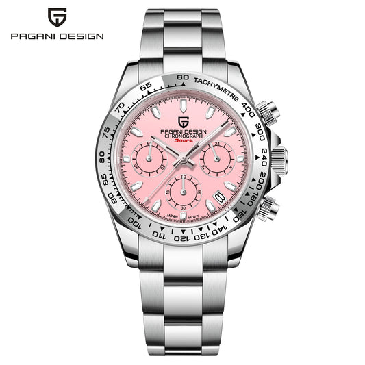 PAGANI Design 1727 – Women's Multifunction Quartz Chronograph Watch, 316L Stainless Steel, 100M Waterproof
