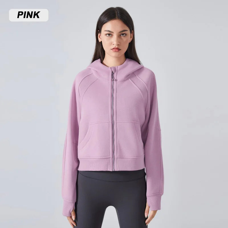 Women's Long Sleeve Hooded Sweatshirt | Warm Yoga Jacket & Gym Leisure Hoodie for Ladies Abigail