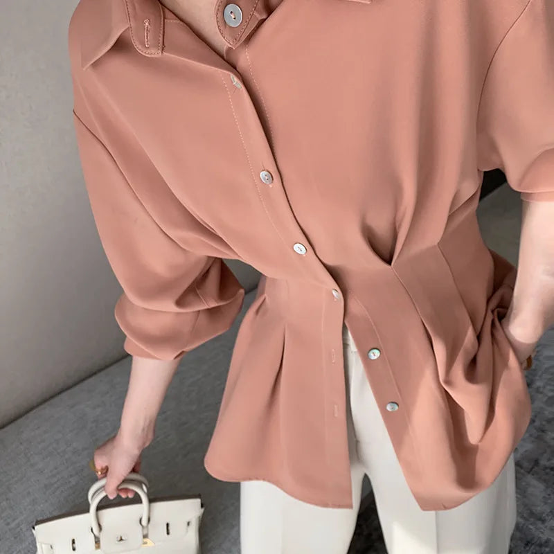 Spring/Summer New Women's Loose-Fit Chiffon Long-Sleeve Shirt – Lightweight, Stylish Vivian