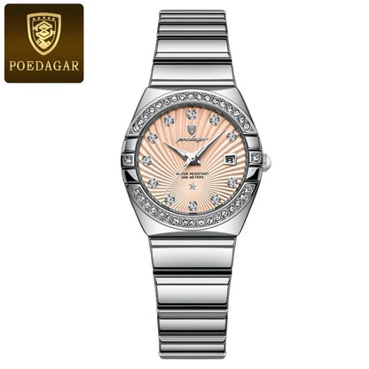 POEDAGAR 302 Women's Watch – Fashion Elegant Diamond Bracelet Quartz Wristwatch, Stylish Ladies Watch
