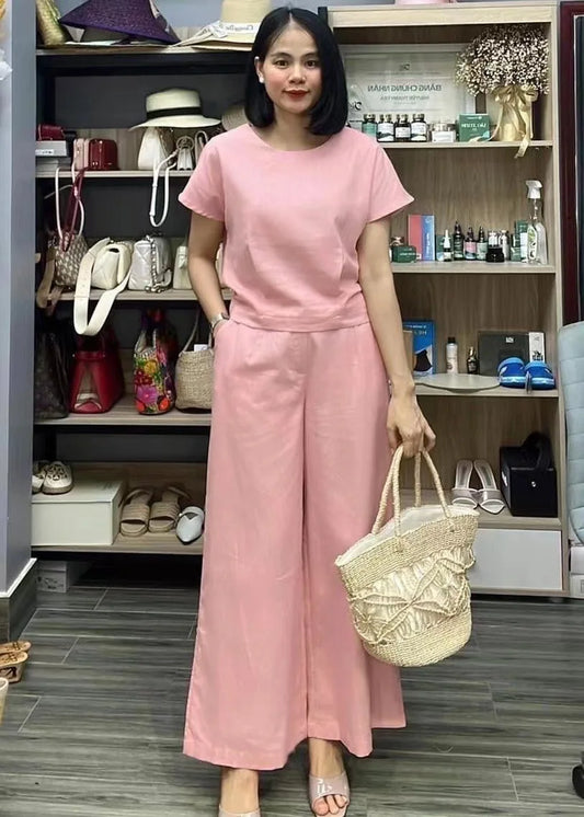 Women's Summer Two-Piece Set – Loose-Fit Top and Breathable Trousers