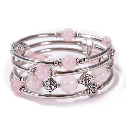 Fashion Charm Natural Stone Beaded Bracelet – Turquoise Crystal Multilayer Spiral Memory Wrap Bangle for Women Helena