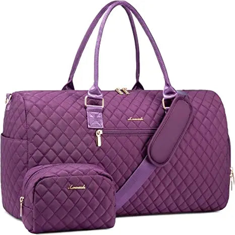 LOVEVOOK 2022 Luxury Quilted Weekender Duffel Bag - Custom Canvas Travel Bag for Men & Women Glazy