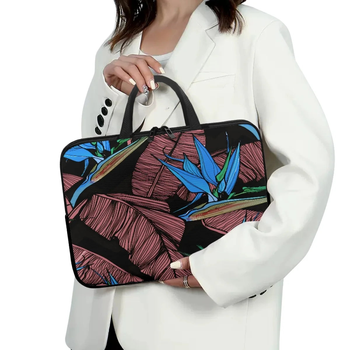 2026 New Hawaiian Tropical Print Laptop Bag – Custom Large Capacity Polyester Laptop Case in Various Sizes
