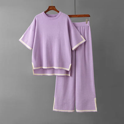 Autumn & Winter Women's Sweater Two-Piece Set – Casual Knit Jumper and Harun Pants Outfit Harlene