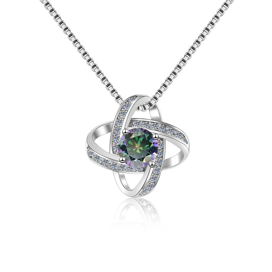 Fine Glamorous Jewelry: 1CT Round Cut VVS1 Blue Moissanite Pendant Necklace in S925 Sterling Silver – Perfect Women’s Gift