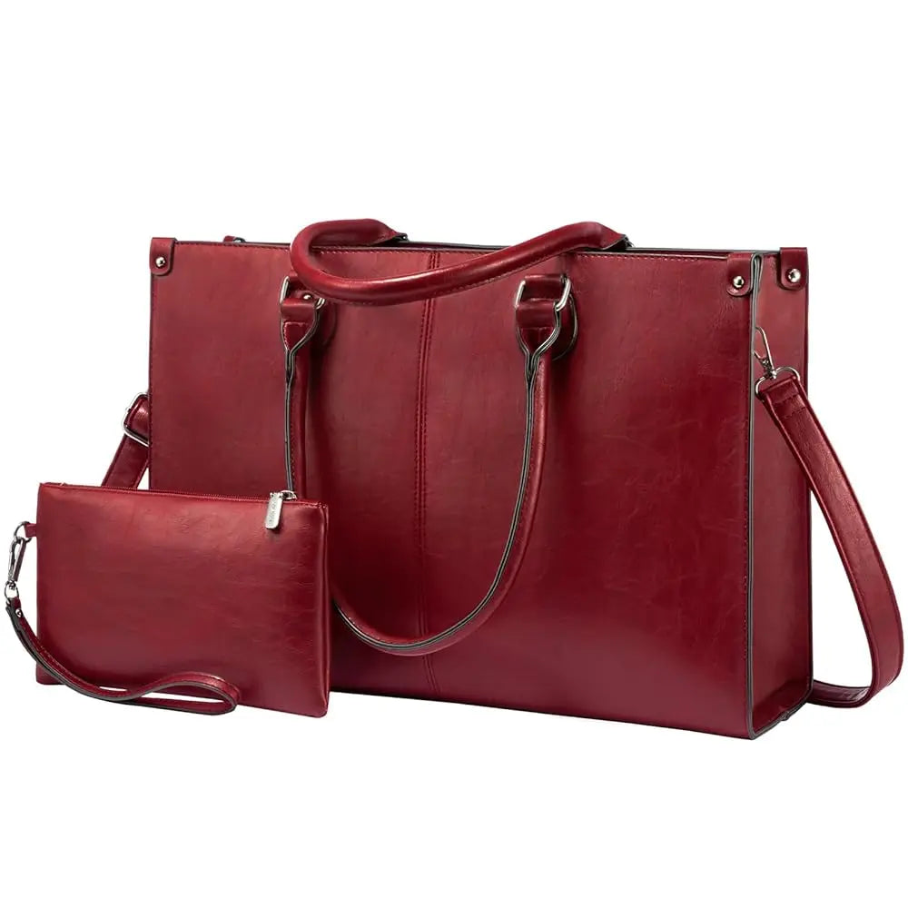 LOVEVOOK Women's PU Leather Tote - High-Quality 15.6-Inch Laptop Bag, Large Capacity Handbag Juliette