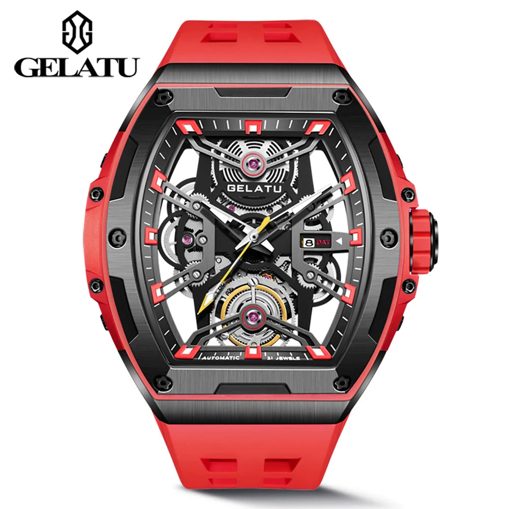 GELATU 6012 Luxury Men's Skeleton Watch – Multifunctional, Waterproof Automatic Wristwatch