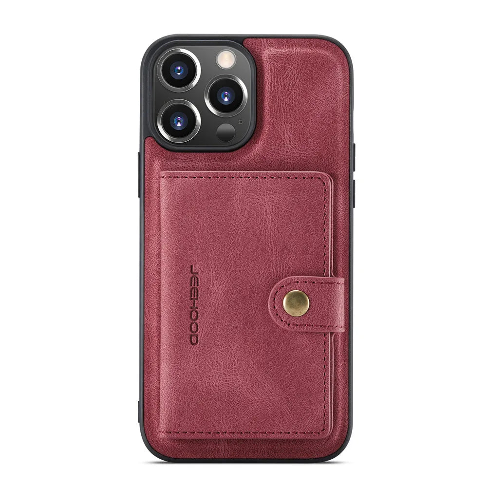 2-in-1 Detachable Magnetic Wallet Case | Retro PU Leather Phone Cover for iPhone 15, 14, 13, 12