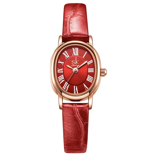 Shengke Ladies' Leather Watch – Luxury Waterproof Quartz Women's Wristwatch Patience