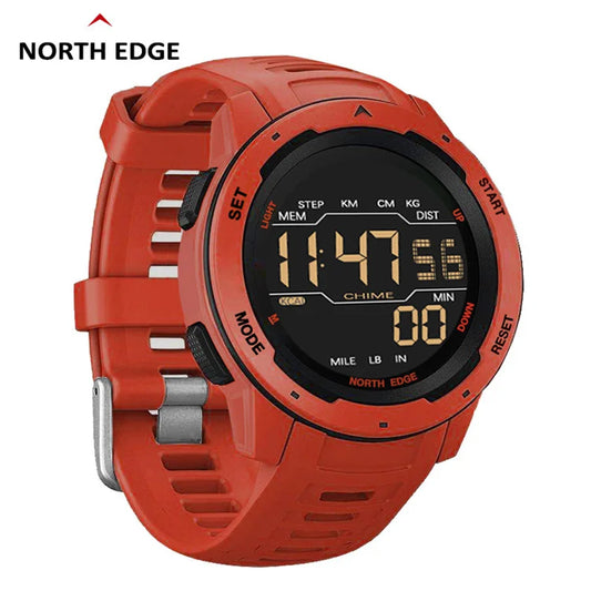 North Edge MARS Men’s Digital Sports Watch – Steel Band LED Electronic Wristwatch for Active Lifestyles