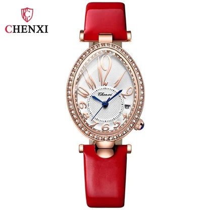 CHENXI 326 Women’s Luxury Rhinestone Watch | Fashion Quartz Leather Strap