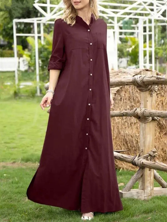 Women Dress Long Sleeve Casual Oversized Loose Maxi Dress