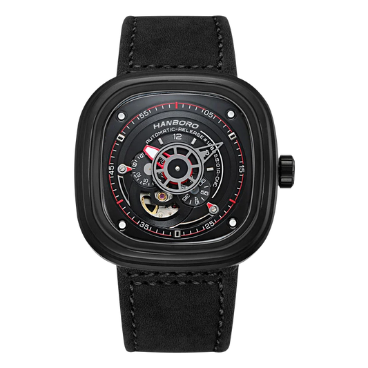 MIYOTA Automatic HANBORO Men’s Luxury Square Watch – Stainless Steel Case, Leather Strap, Luminous Dial, Folding Clasp Mechanical Wristwatch Yusuf