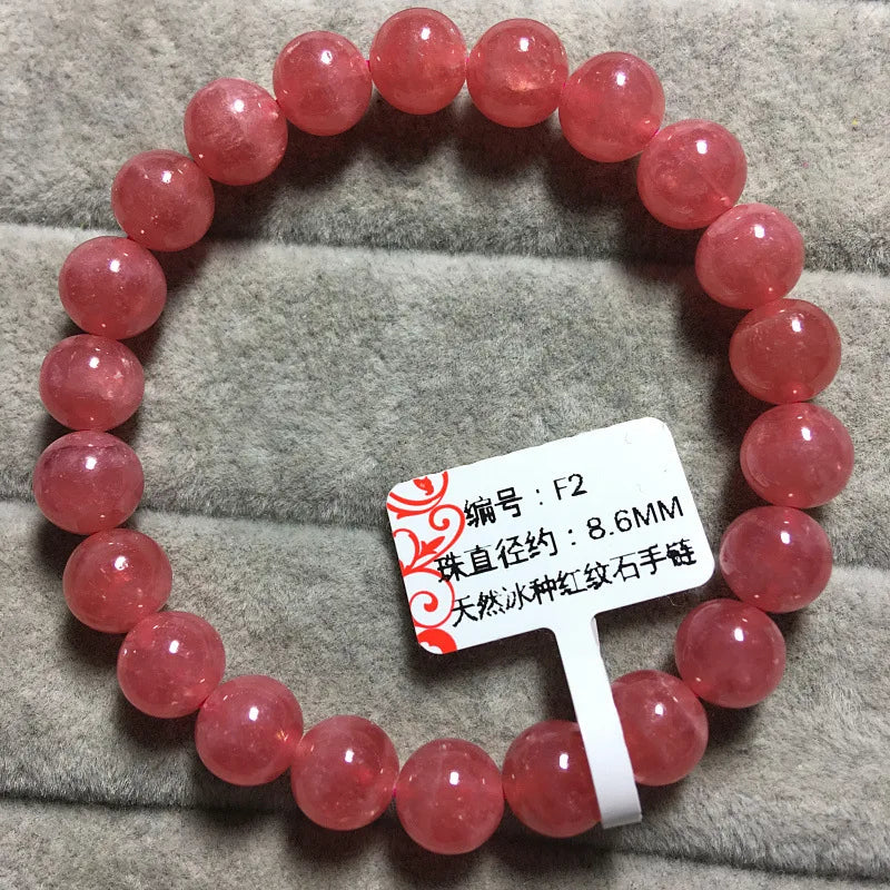 Natural Rhodochrosite Bracelet - Ice-Like Wangfu Gold Crystal Bangle for Love, Marriage, and Peach Blossom Inspiration