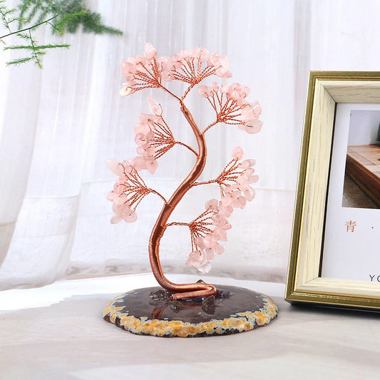 Natural Healing Crystals Tree – Amethyst & Rose Quartz for Home Decor