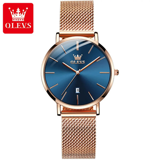 OLEVS 5869 Women’s Quartz Watch – Waterproof, Ultra-Thin, Mesh Steel Strap, Elegant Luxury Design