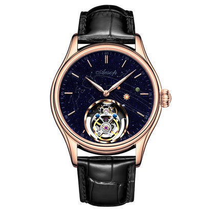 AESOP 7049 Luxury Men's Mechanical Watch – Real Flying Tourbillon, Manual Winding, Skeleton Design, Premium Wristwatch