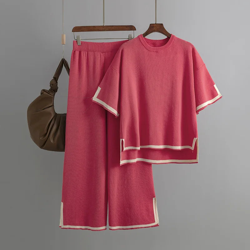 Autumn & Winter Women's Sweater Two-Piece Set – Casual Knit Jumper and Harun Pants Outfit Harlene
