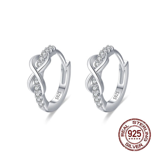 Minimalist 925 Sterling Silver Earrings for Women – 5A Cubic Zirconia Eternity Symbol Design Veron