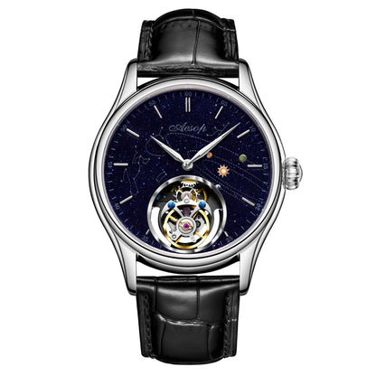 AESOP 7049 Luxury Men's Mechanical Watch – Real Flying Tourbillon, Manual Winding, Skeleton Design, Premium Wristwatch