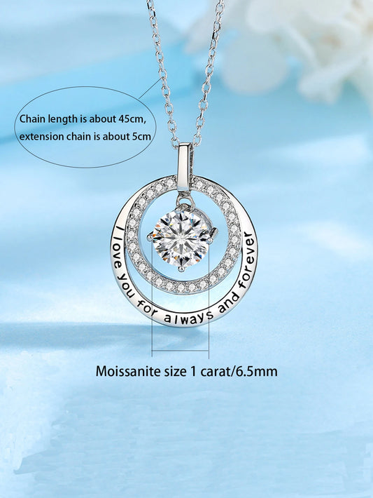 925 Sterling Silver Gold-Plated Statement Necklace – Geometric Moissanite & Zircon Pendant Jewelry for Women Pauline