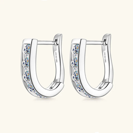 S925 Sterling Silver U-Shaped Moissanite Earrings 0.1ct, Minimalist Design, High-End Couple Style, Sweet & Modern Cora