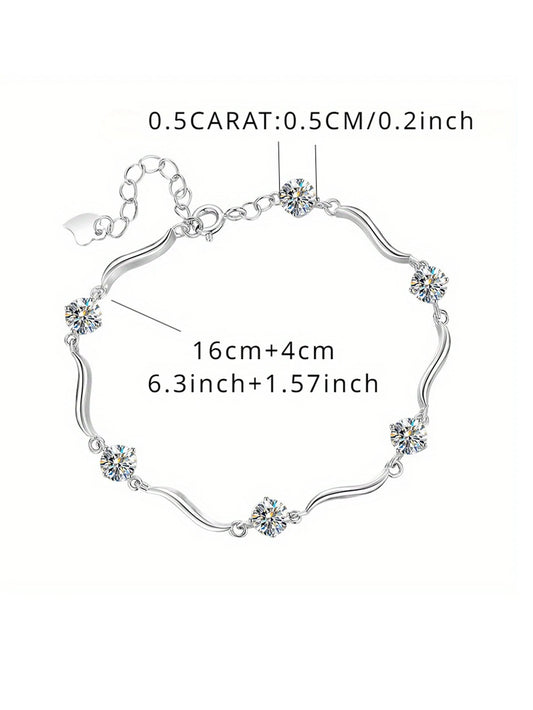 925 Sterling Silver Gold-Plated Bracelet – Cute Moissanite Charm Jewelry for Women, Girls, and Children Colette