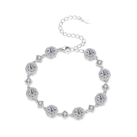 4CT Round Cut Moissanite Bracelet – 925 Sterling Silver Chain, Rhodium-Plated Jewelry for Women & Girls, Perfect Anniversary Gift Irina