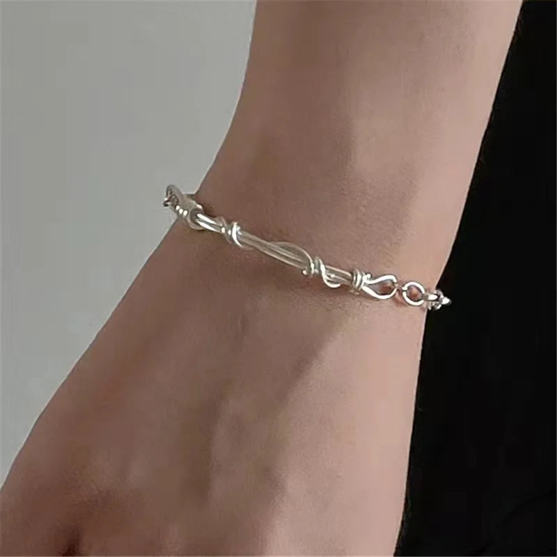 Vintage 925 Sterling Silver Braided Chain Bracelet for Women Isil