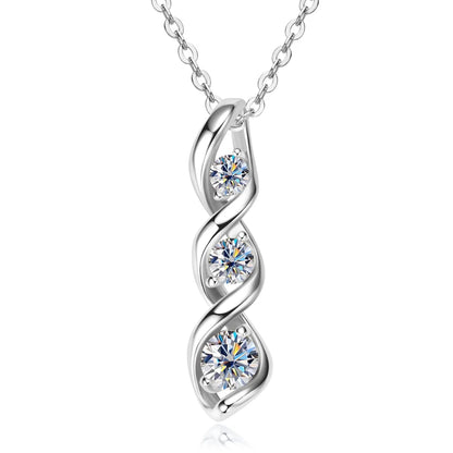 D Color Sterling Silver Infinity Moissanite 3-Stone Necklace for Women | Elegant Daily Jewelry | Factory Direct Luxury Design Denise