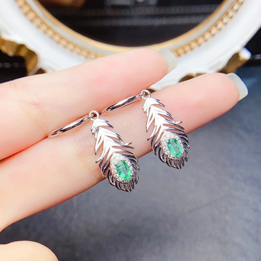 Emerald Earrings 925 Sterling Silver – Dainty Green Gemstone Studs for Women | Luxury Wedding & Party Jewelry