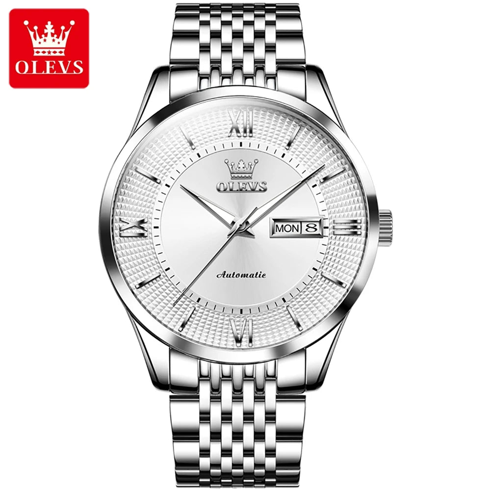 OLEVS 6657 Men's Automatic Watch - Waterproof, Stainless Steel Strap, Japanese Mechanical Movement