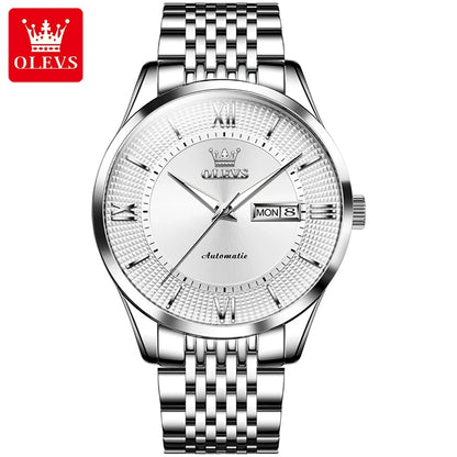 OLEVS 6657 Men's Automatic Watch - Waterproof, Stainless Steel Strap, Japanese Mechanical Movement